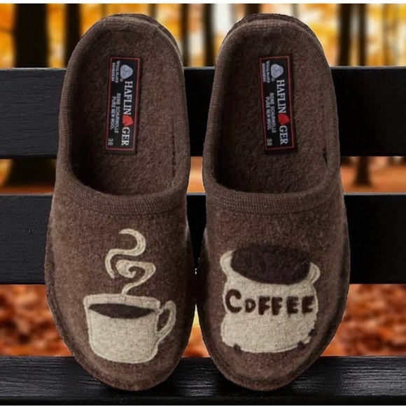 Haflinger New in Box Slippers with Coffee Design Size 37 - Picture 1 of 10